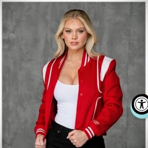 Milano Red and White Varsity Jacket